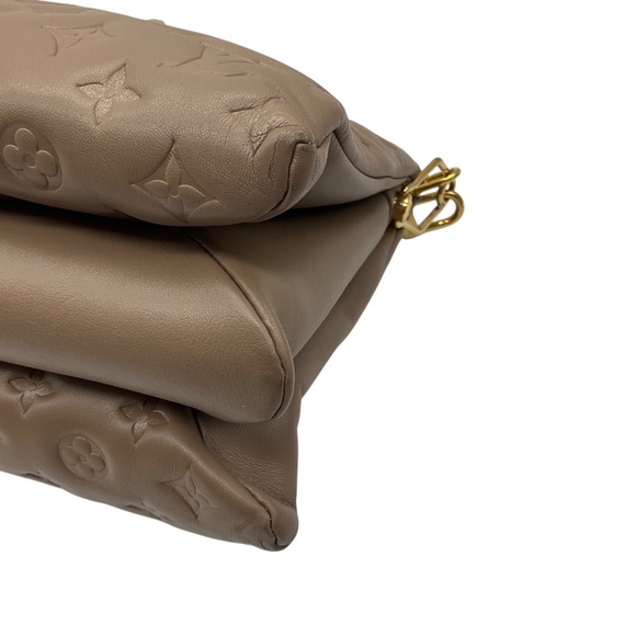 LOUIS VUITTON TAUPE MONOGRAM EMBOSSED LEATHER COUSSIN HANDBAG - Picture 10 of 16